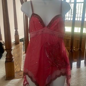 Fray - medium pink beaded top